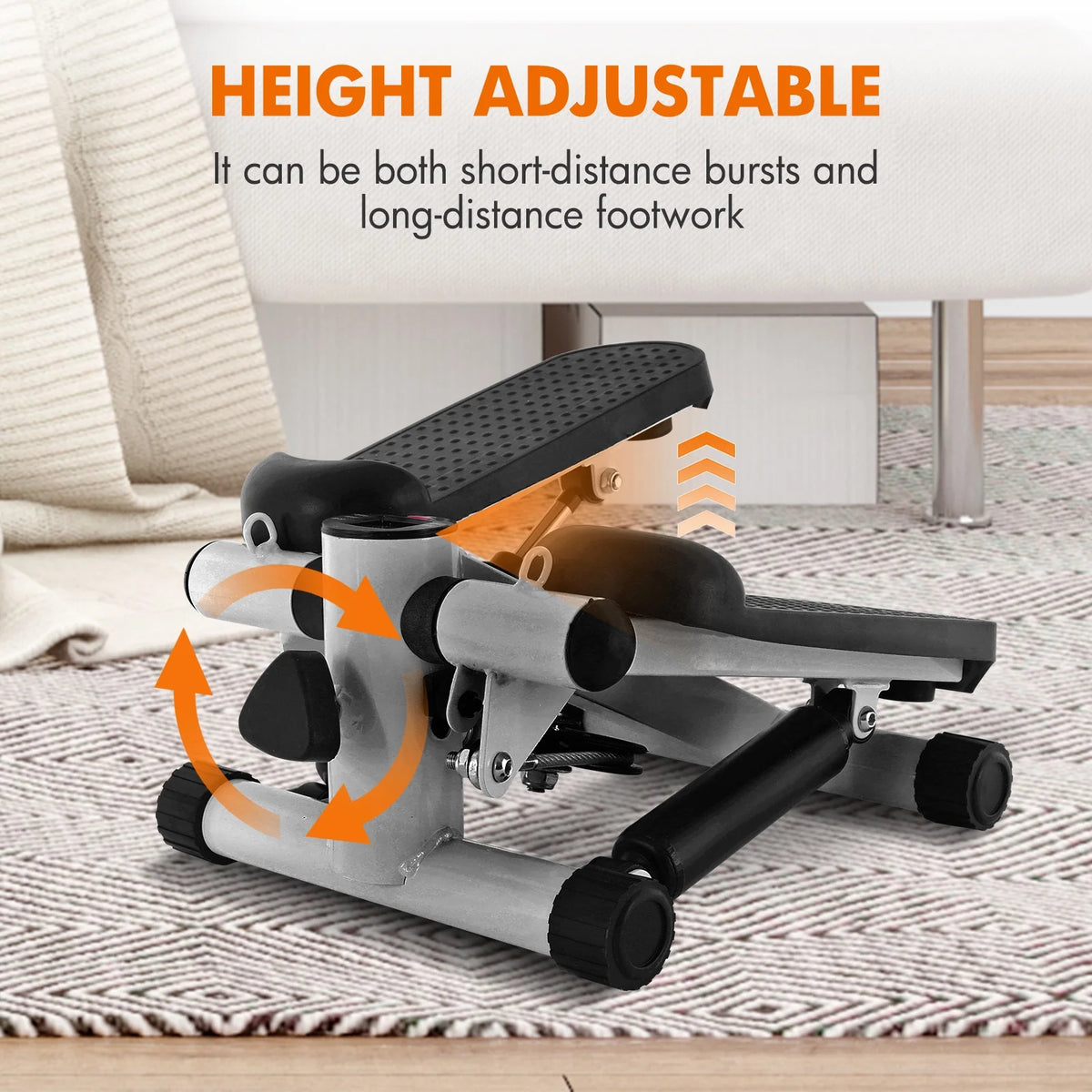 Gray Mini Stepper Air Stair Climber Exercise Machine with Resistance Band L560138
