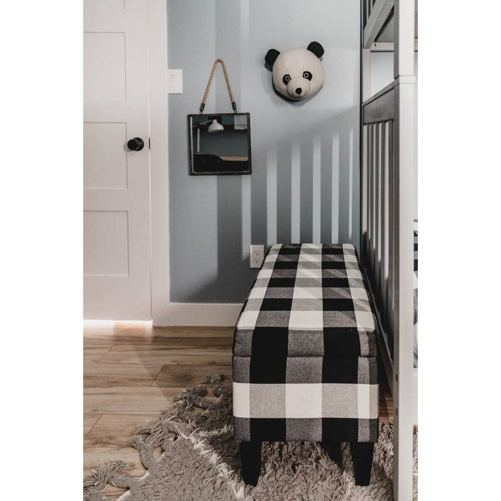 Black Plaid Decorative Storage Bench S936929