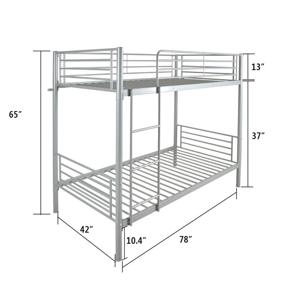 Steel Bunk Bed Twin-Over-Twin, Gray U730