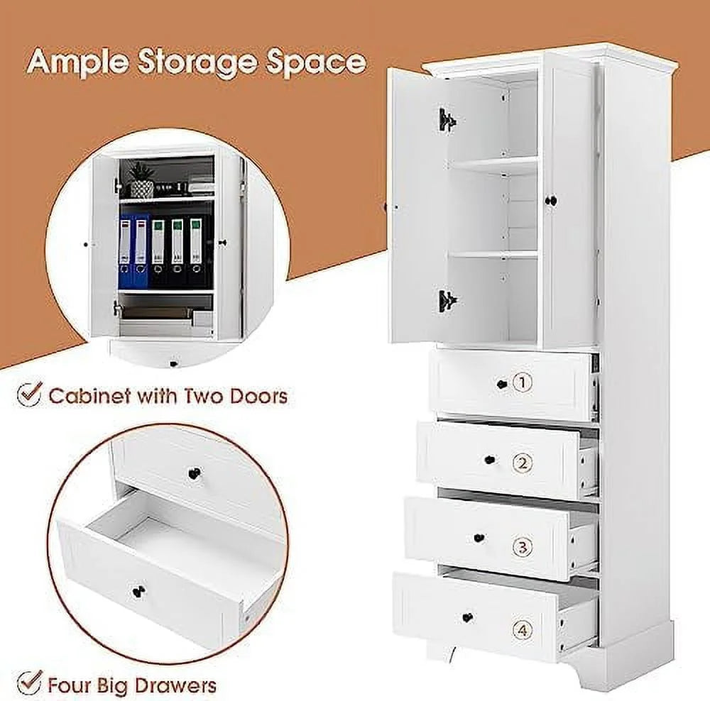 White Four Door Cabinet with Acrylic Doors G168