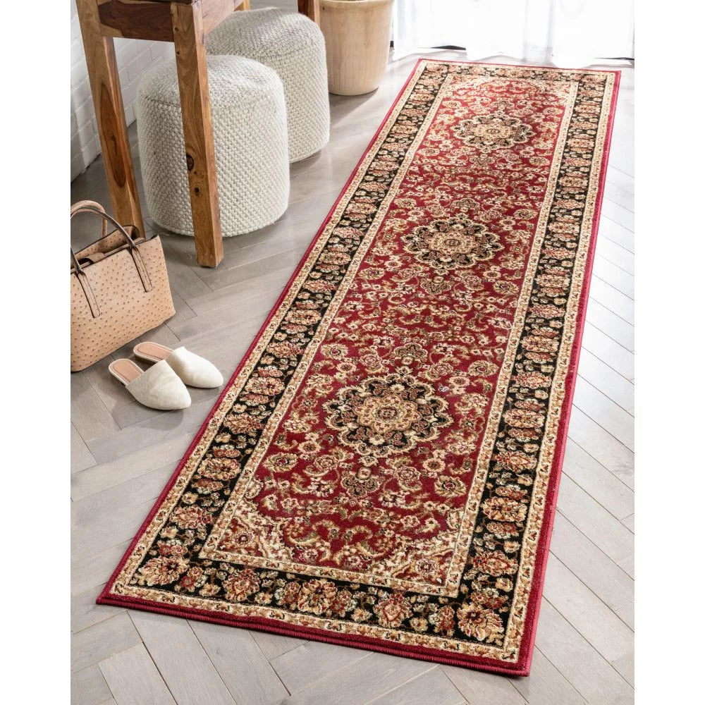 Red Green Ivory Light Blue Black Persian Floral Oriental Area Rug I907921