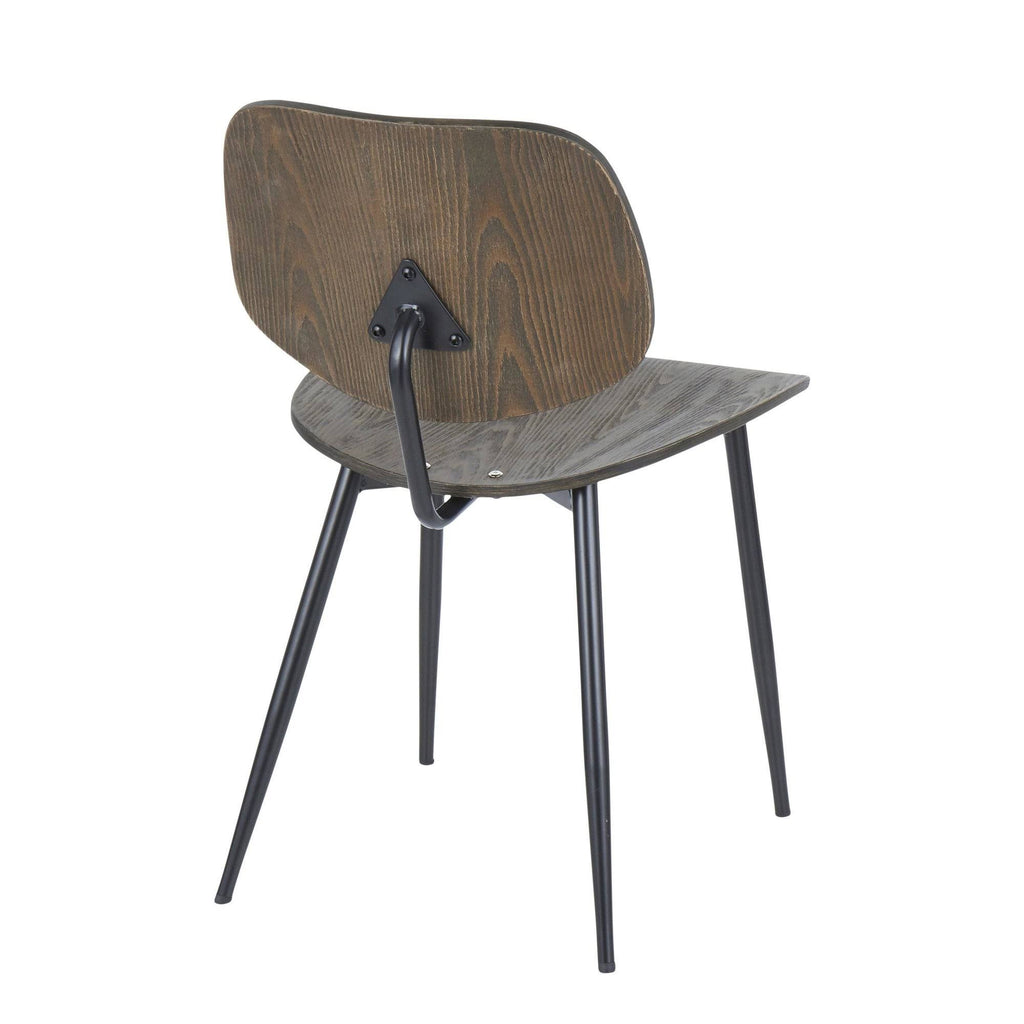 Set of 2 Black Metal and Curved Espresso Wood Industrial Chair S9463