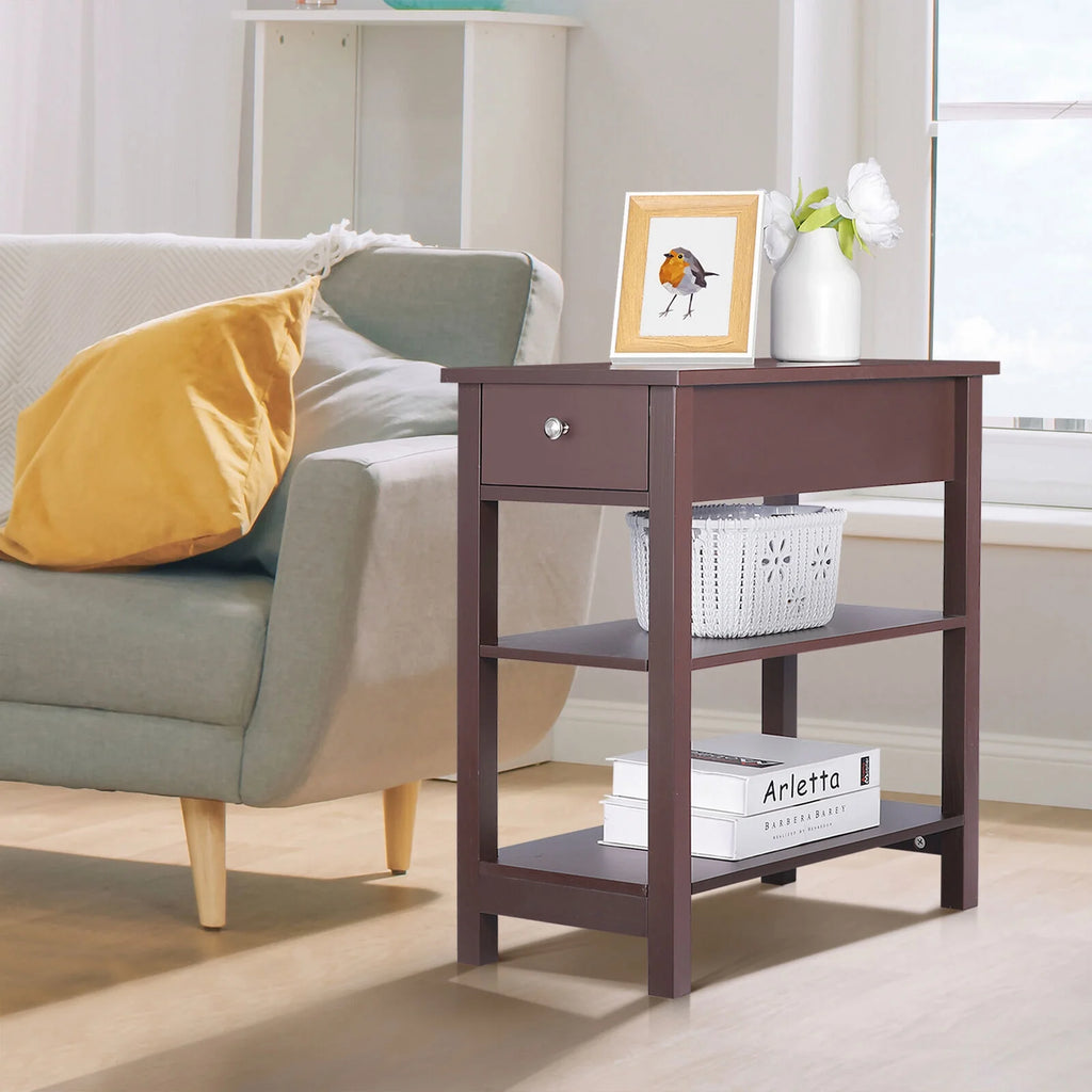 Brown Narrow End Side Table with Drawer U769519