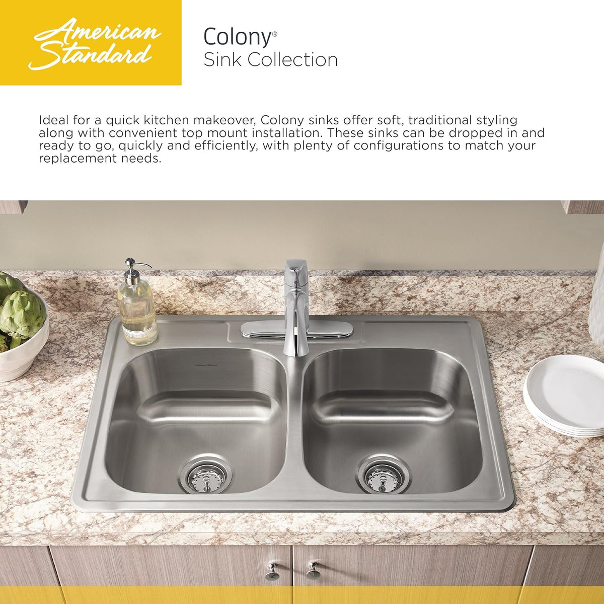 25x22 Single Bowl Stainless Steel 3-Hole Kitchen Sink F889767