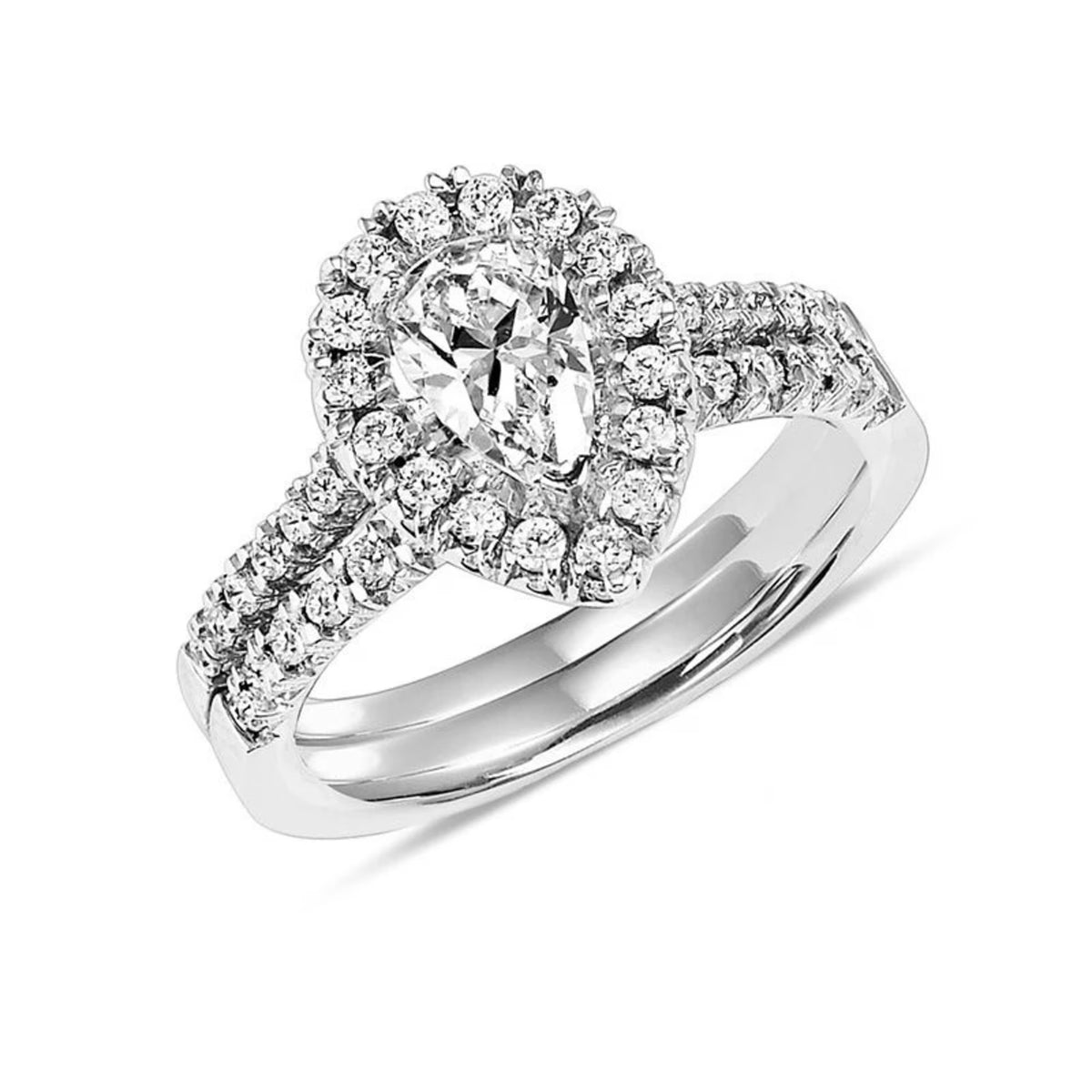 Pear-Shaped Diamond Bridal Engagement Ring in 14K White Gold M462