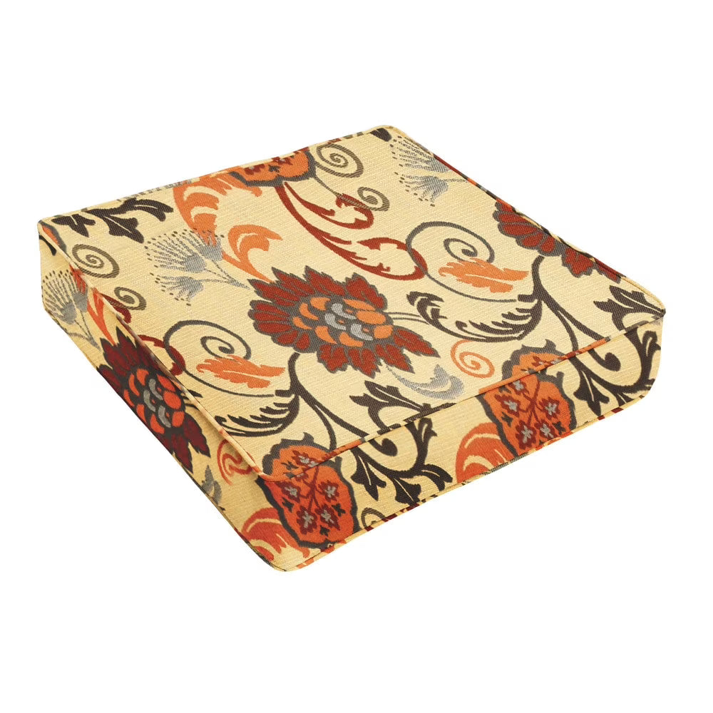 Beige Floral Sunbrella Deep Seating Cushion 23 in w x 27 in d F6791
