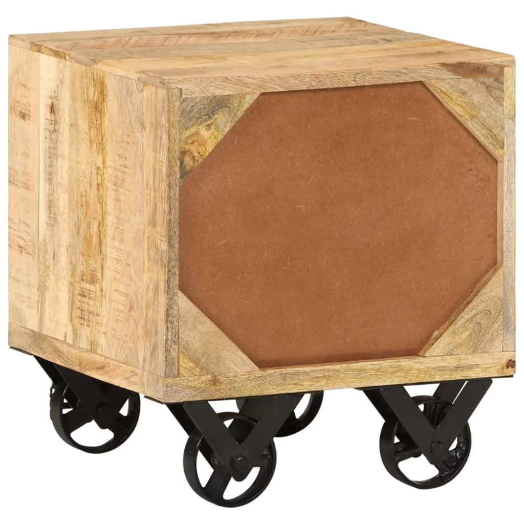 Side Table with Drawer and Wheels Mango Wood D8436