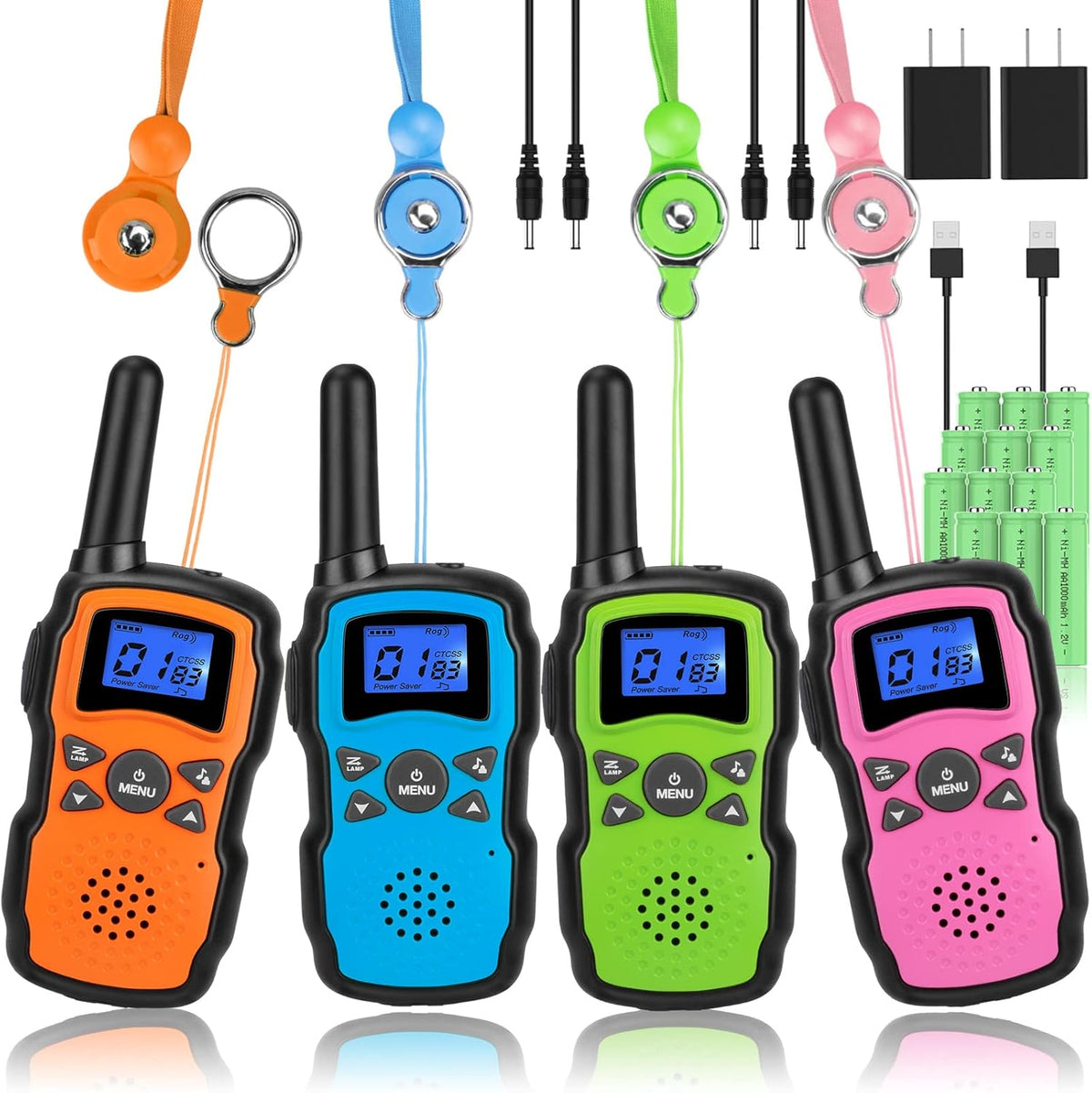 Rechargeable 4 Pack 2 Way Radio Walkie Talkies with 2 USB Chargers 12000mAh Battery Z5466