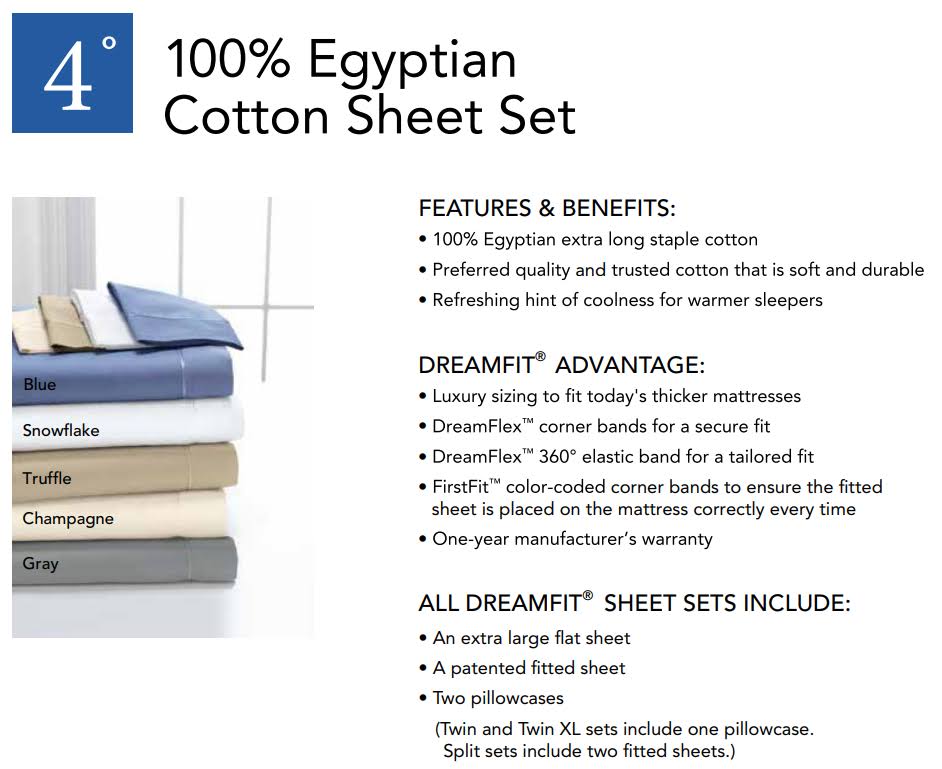 100% Egyptian Cotton Sheets Set (Grey, Twin XL) S53689