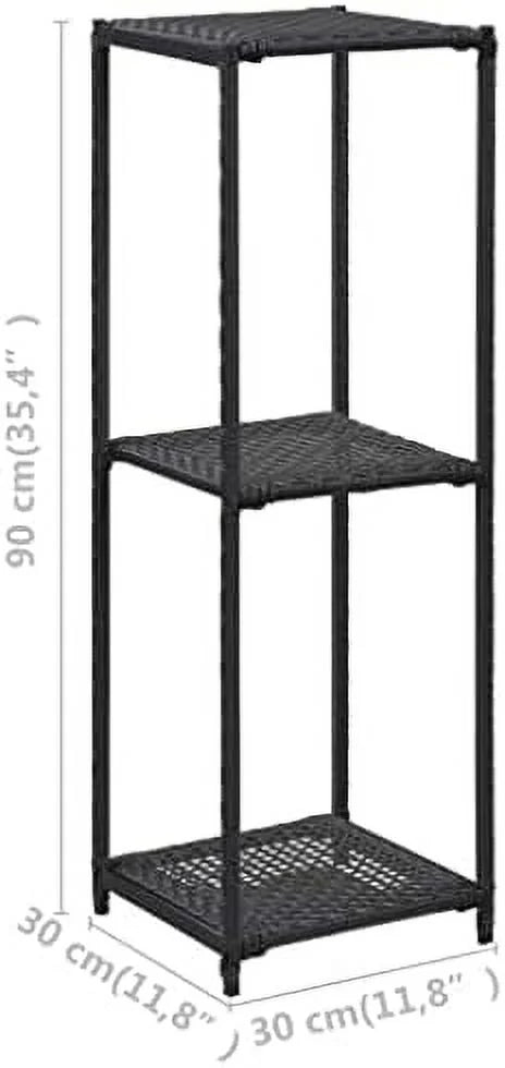 Black Standing Bookshelves Display Rack 11.8"x11.8"x35.4" Poly Rattan S3697