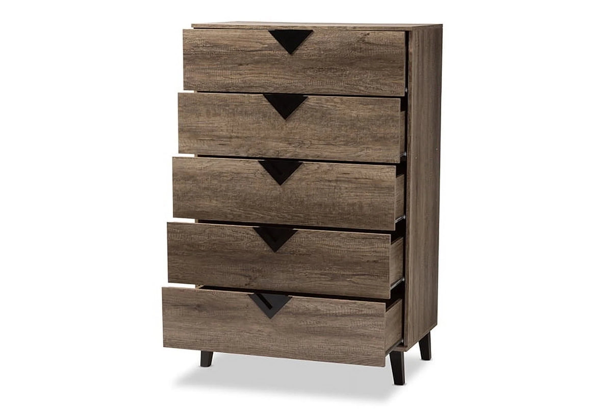 Light Brown Wood 5-Drawer Chest I68279