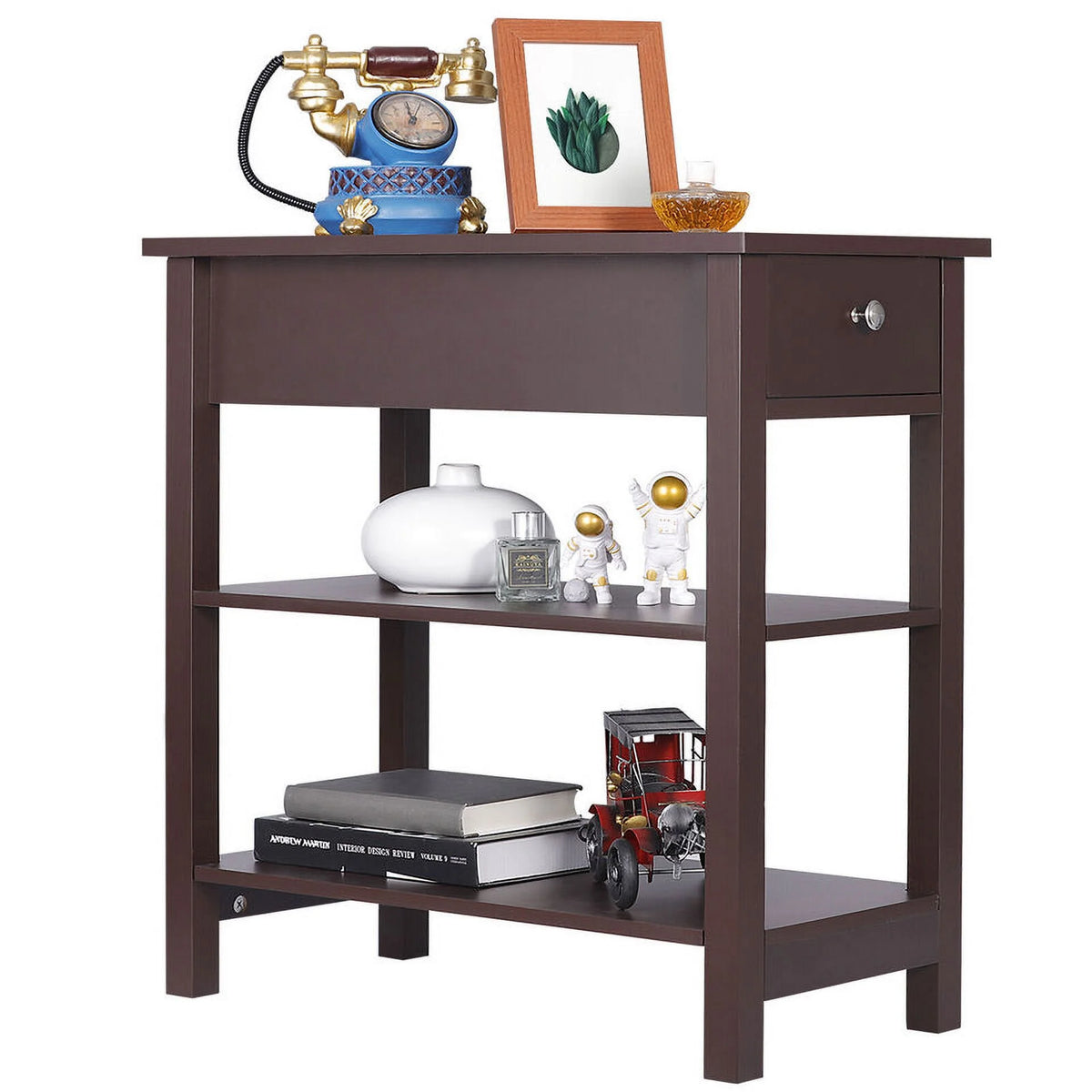 Brown Narrow End Side Table with Drawer U769519