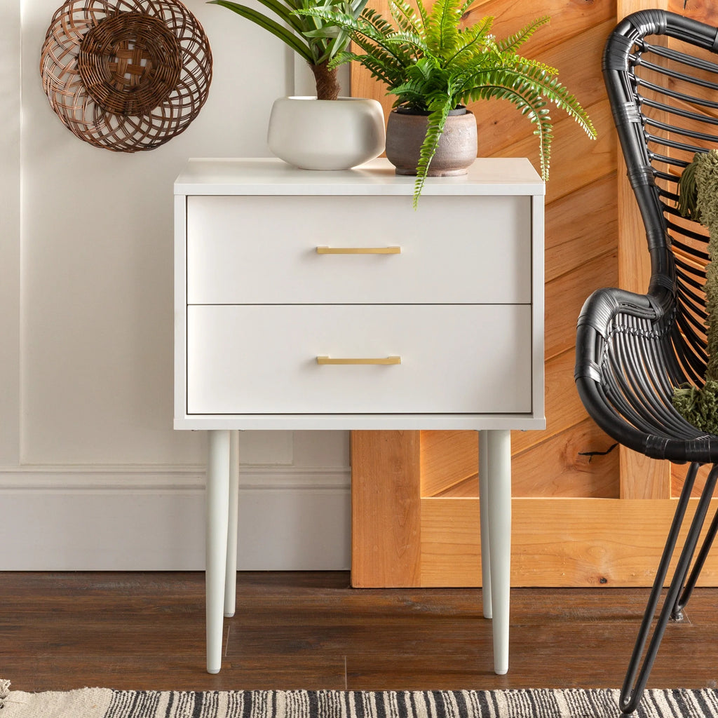 White 2 Drawer Side Table Set of 2 F428