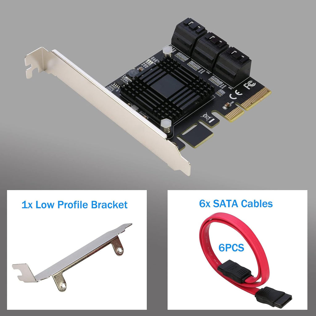 PCIe x4 to 6 Port SATA 3.0 6Gbps Expansion Controller Adapter Y6648