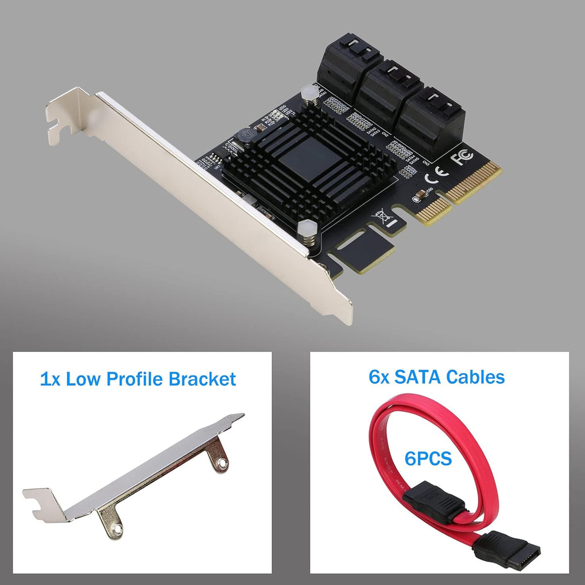 PCIe x4 to 6 Port SATA 3.0 6Gbps Expansion Controller Adapter Y6648