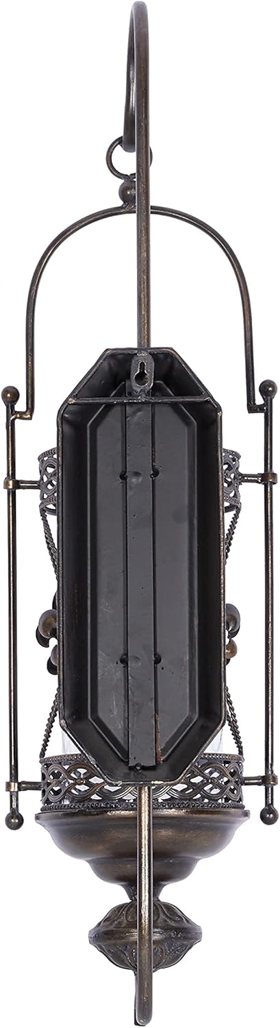 Textured Bronze Metal and Glass Floral Candle Sconce N5849