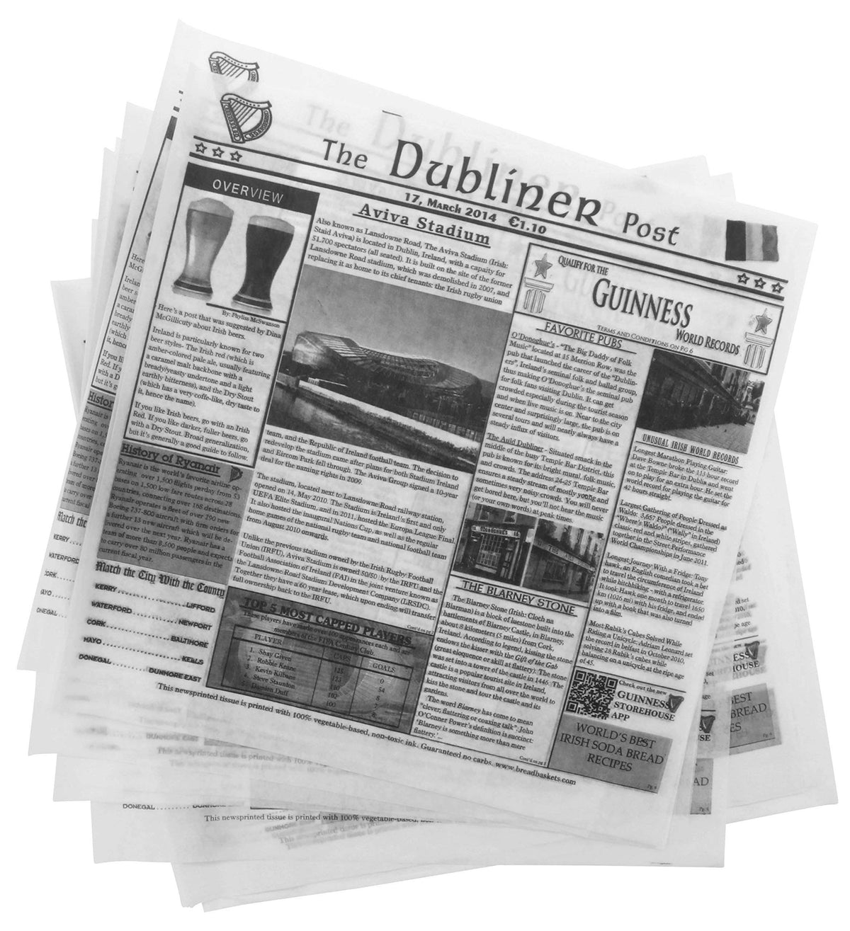White 12x22 Dublin Newsprint Liner - 1000/Case T6259