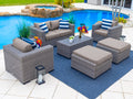 6-Piece Resin Wicker Outdoor Patio Furniture Lounge Sofa Set with Loveseat, Two Armchairs, Two Ottomans, and Coffee Table R5957