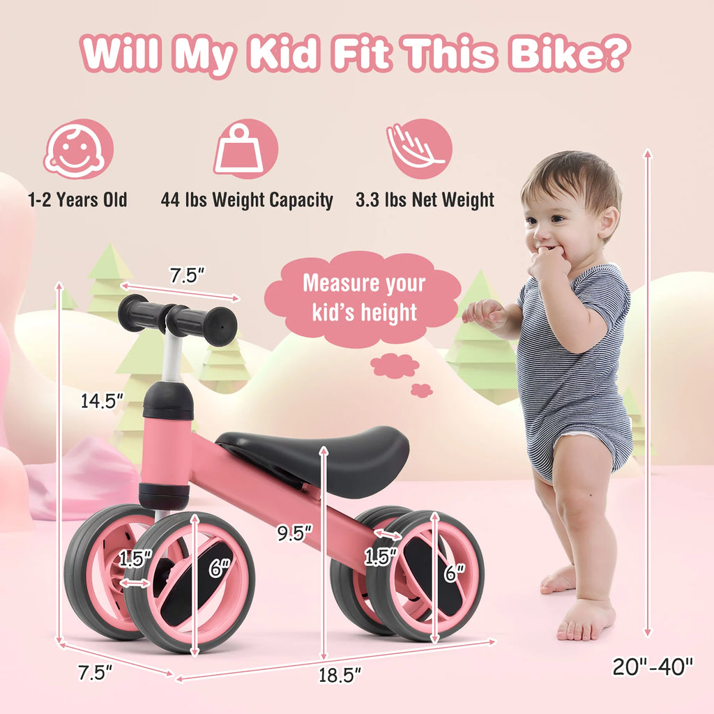 Pink 4 Wheels Baby Balance Bike S210131