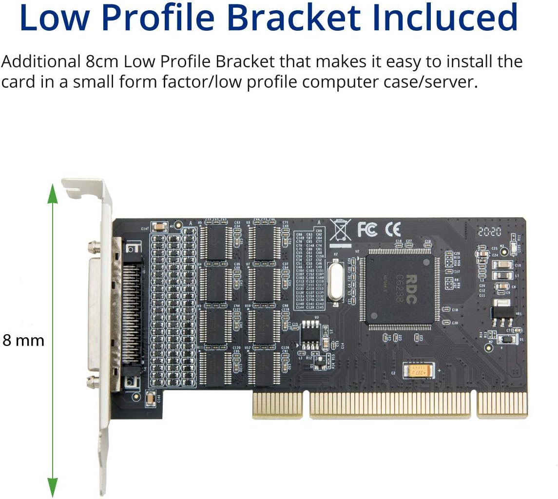 8 Port Serial DB9 RS-232 PCI Controller Card Pack of 2 W2728