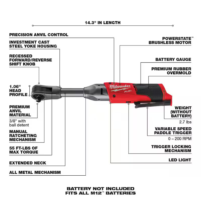 12V Brushless Cordless High Speed 3/8 in. Ratchet Y64218
