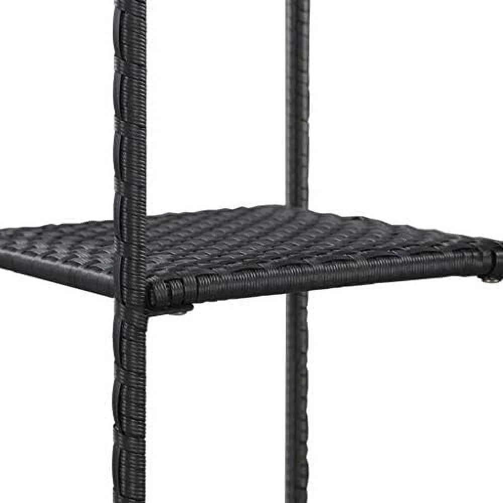Black Standing Bookshelves Display Rack 11.8"x11.8"x35.4" Poly Rattan S3697