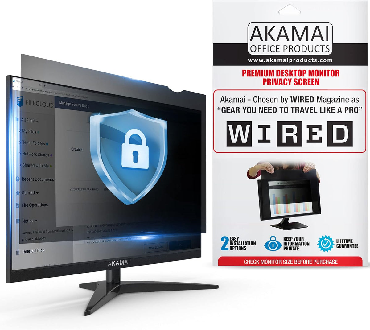 Black 23 inch Computer Privacy Screen (16:9) Desktop Monitor Protector, Pack of 2 S72079