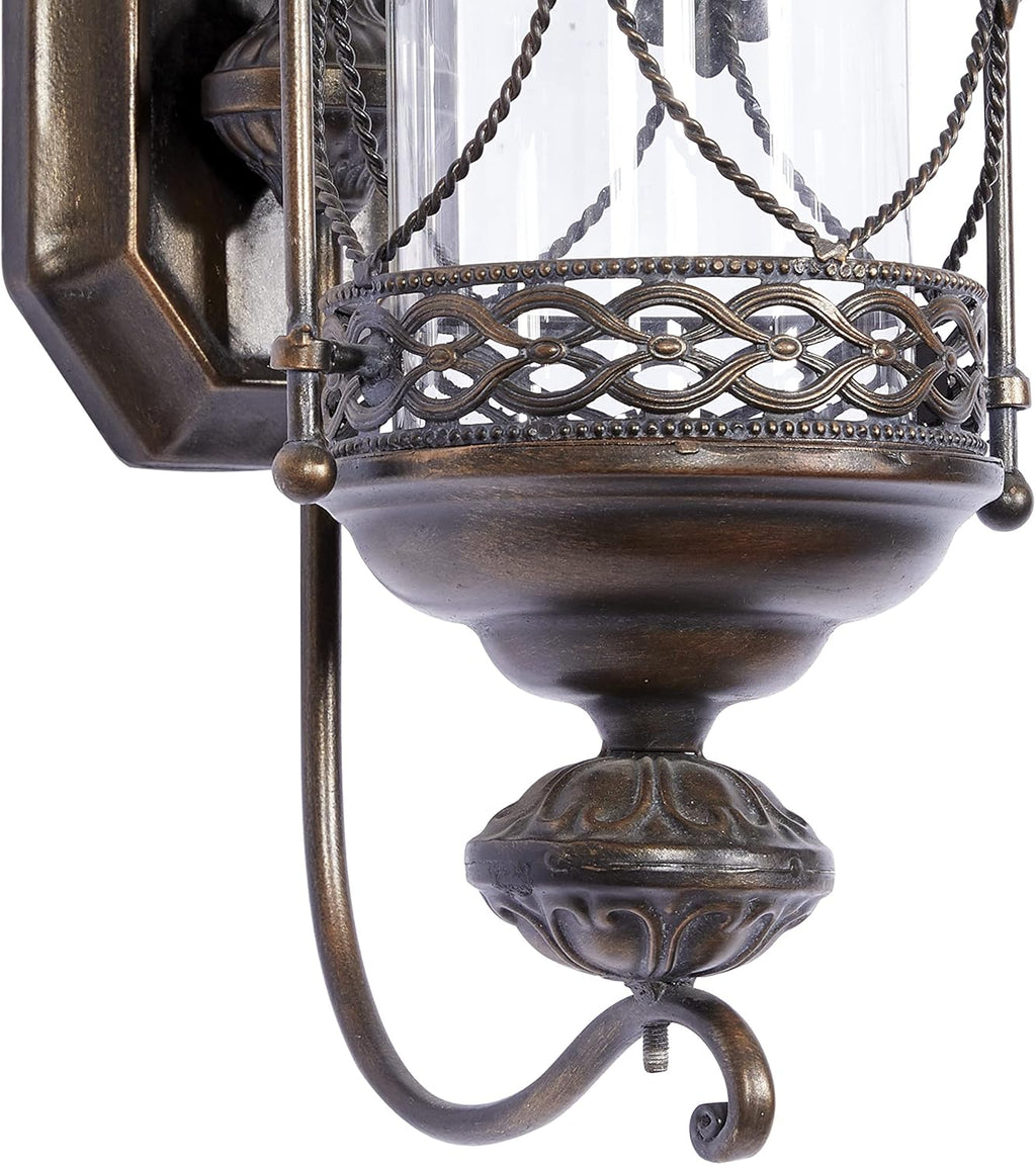 Textured Bronze Metal and Glass Floral Candle Sconce N5849