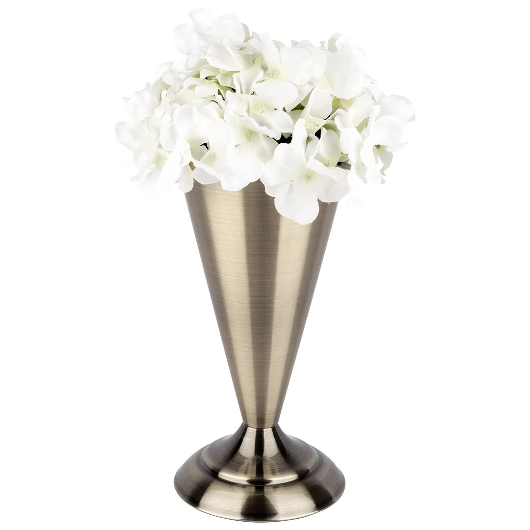 Antique Brass Metal Trumpet Vases Set of 6 P701585