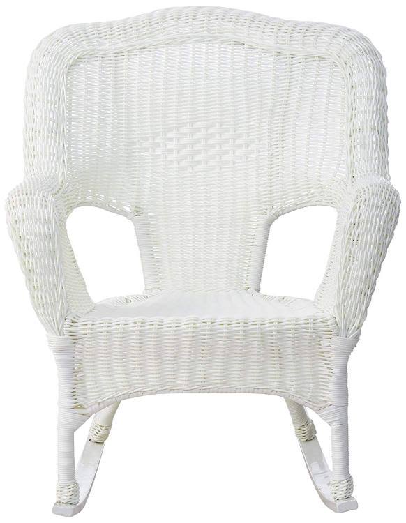 White Resin Wicker Rocker T713