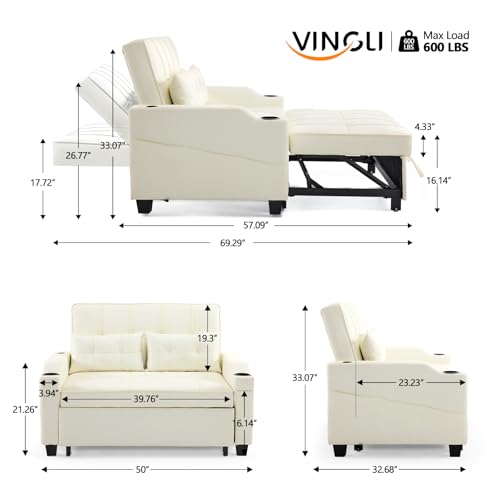 Light Green Faux Leather Convertible Futon Sofa Bed with USB Ports Z81382