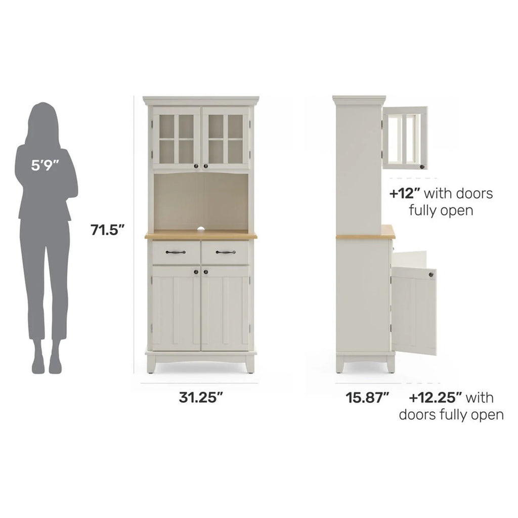 Off White Wood Buffet With Hutch S195