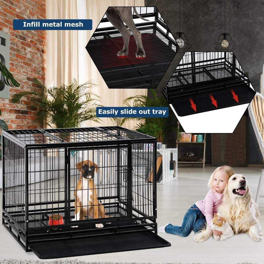 Heavy Duty Dog Crate with Plastic Tray Double Doors L227924
