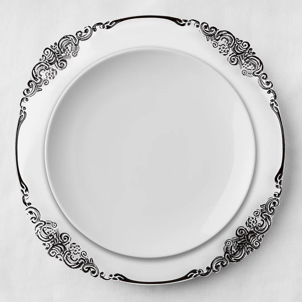 Clear Acrylic Charger Plates with Black Rim Set of 4 M112