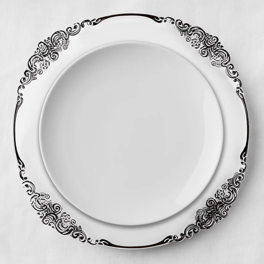 Clear Acrylic Charger Plates with Black Rim Set of 4 M112