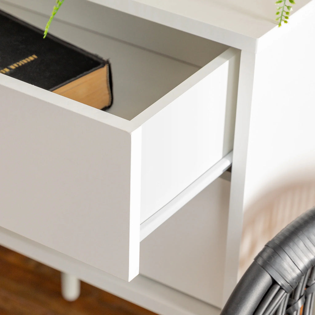 White 2 Drawer Side Table Set of 2 F428