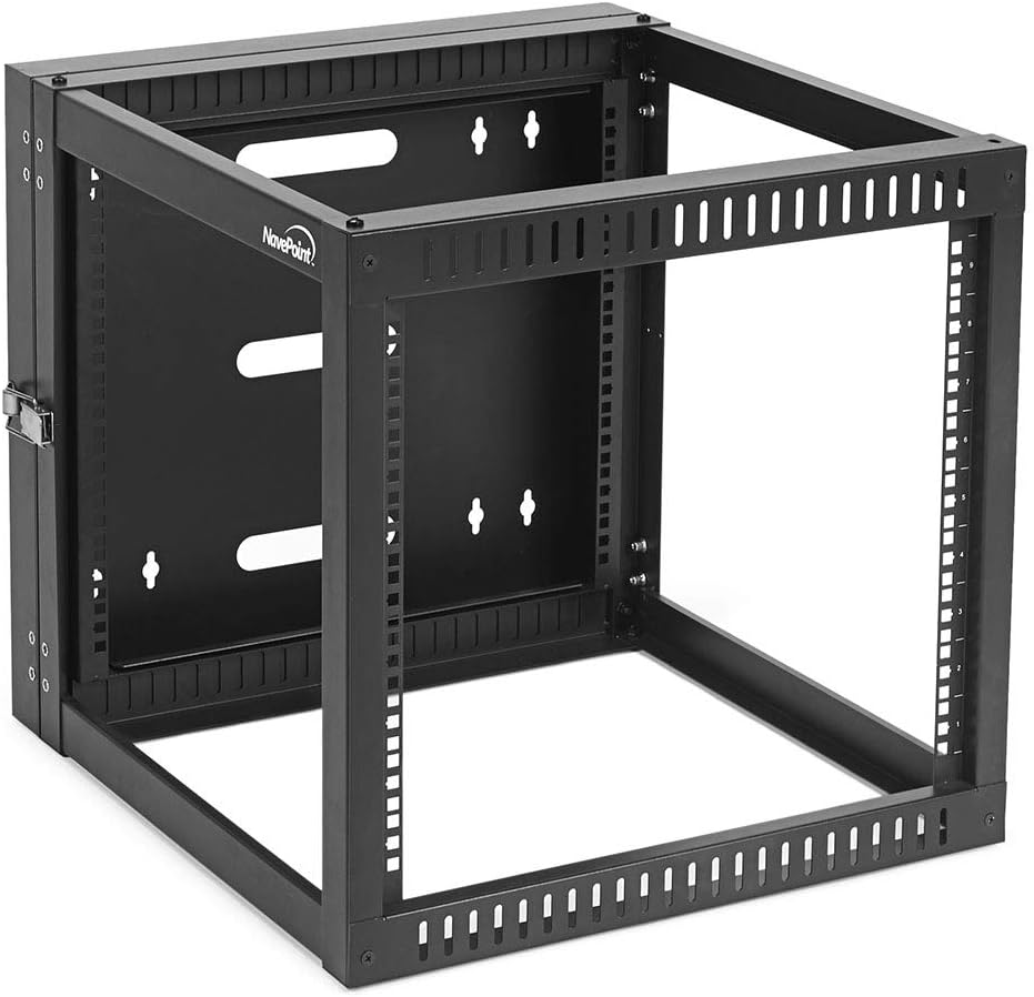 9U Hinged Open Frame Wall-Mount Network Rack, 4-Post 24 Inch Depth P178