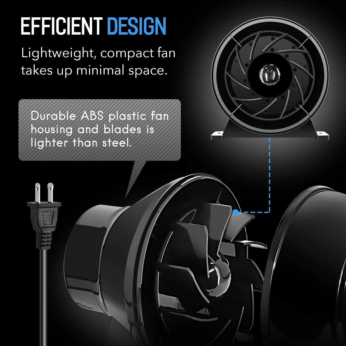 4 Inch 195 CFM Inline Fan, Carbon Filter, 8 Feet Flexible Ducting, Pack of 2 V579