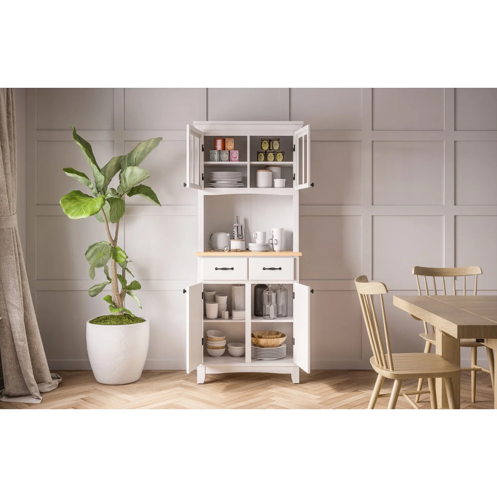Off White Wood Buffet With Hutch S195