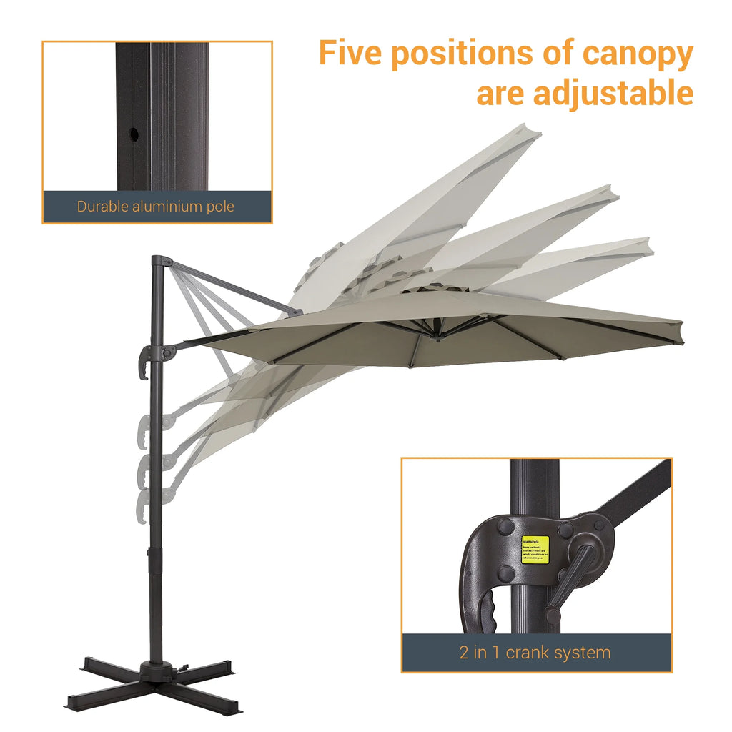 Taupe 10ft Outdoor Round Cantilever Patio Umbrella A34616