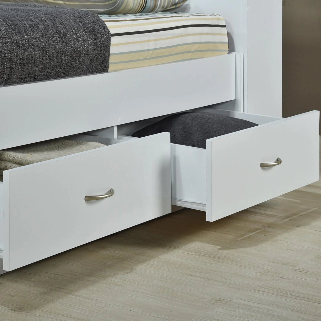 Twin Size Captain Bed with 3 Drawers and Headboard in Black Wood W4487