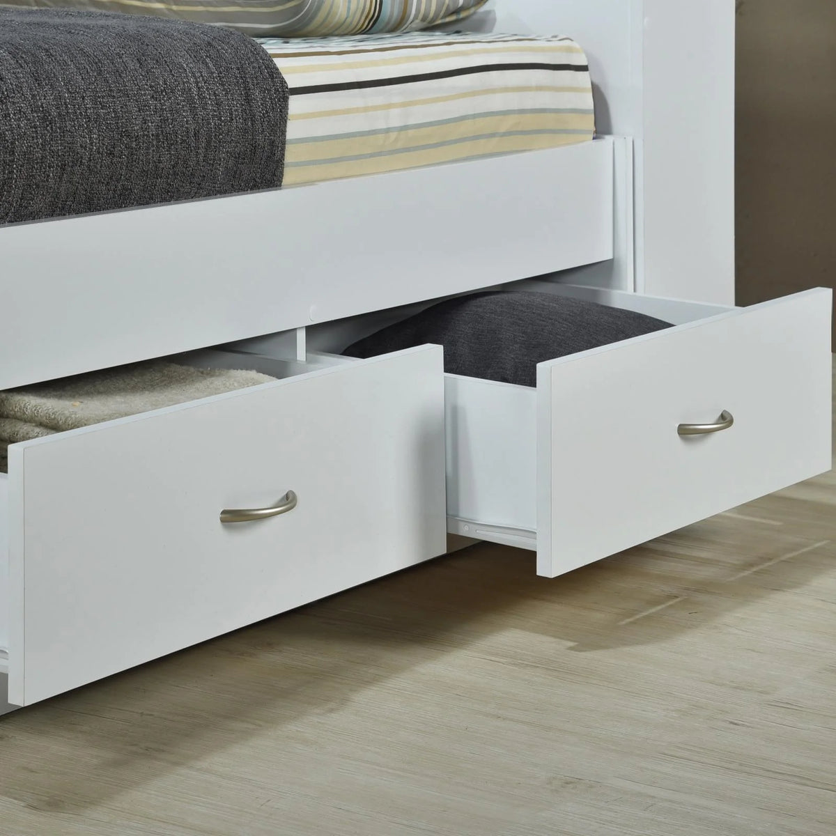 Twin Size Captain Bed with 3 Drawers and Headboard in Black Wood W4487