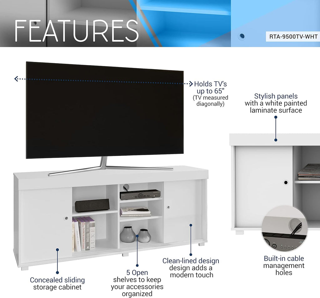 White TV Storage Entertainment Stand I60540