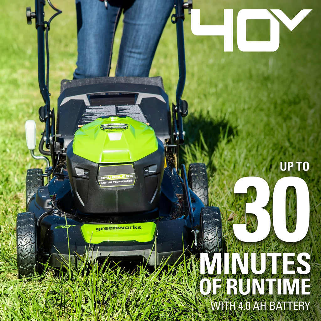 40V 20" Brushless Push Lawn Mower with 4.0 Ah Battery & Quick Charger J8811