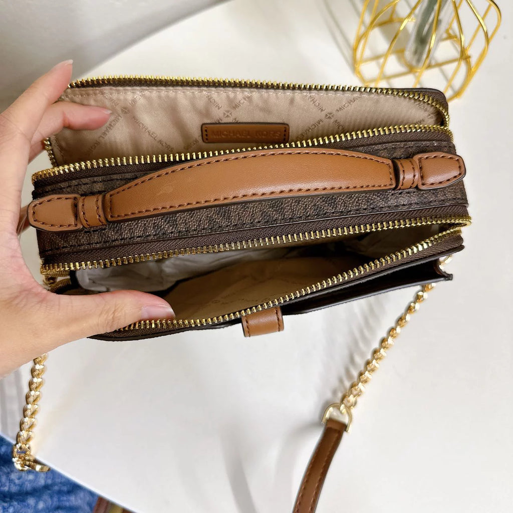 Brown Medium Double Zip Phone Crossbody Z209955