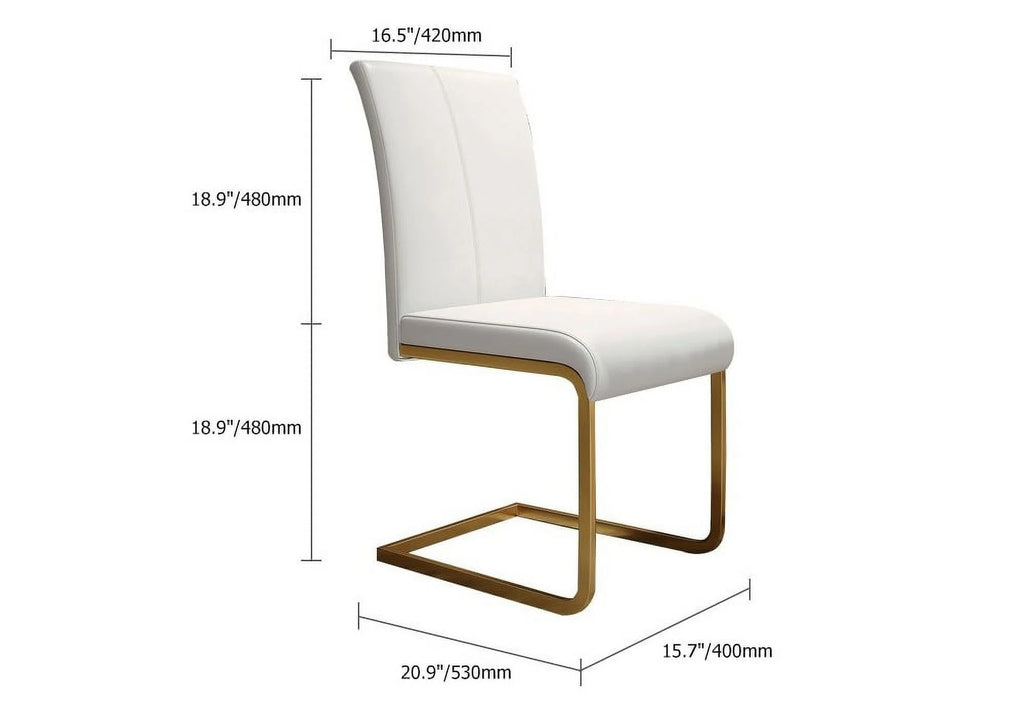 White PU Leather Dining Chairs Set of 2 S79981