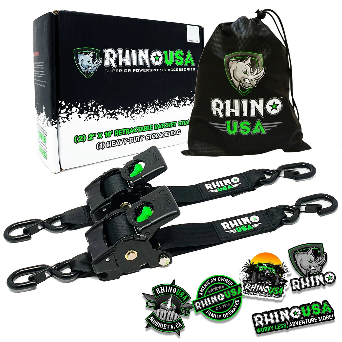 2 x 10' Retractable Ratchet Straps 2-Pack M37237