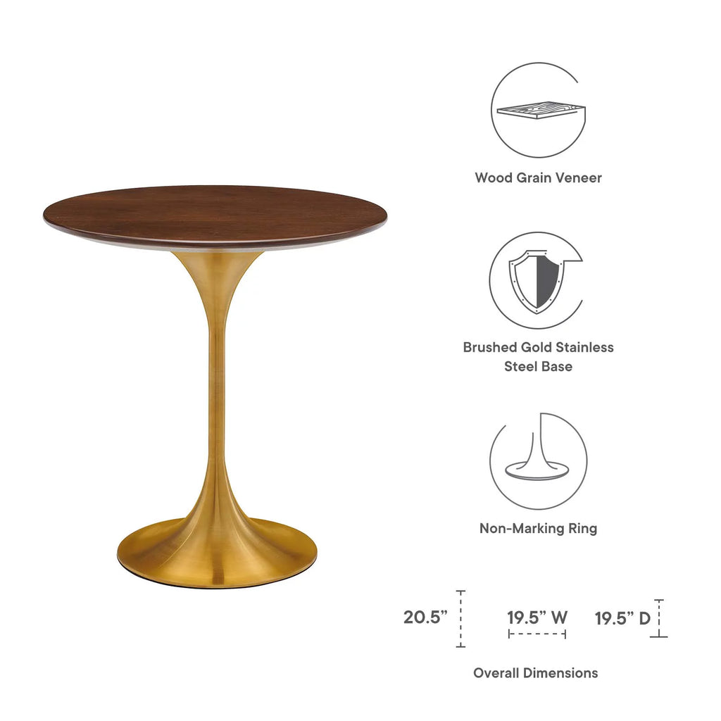 Round Wood Stainless Steel Side Table M8651