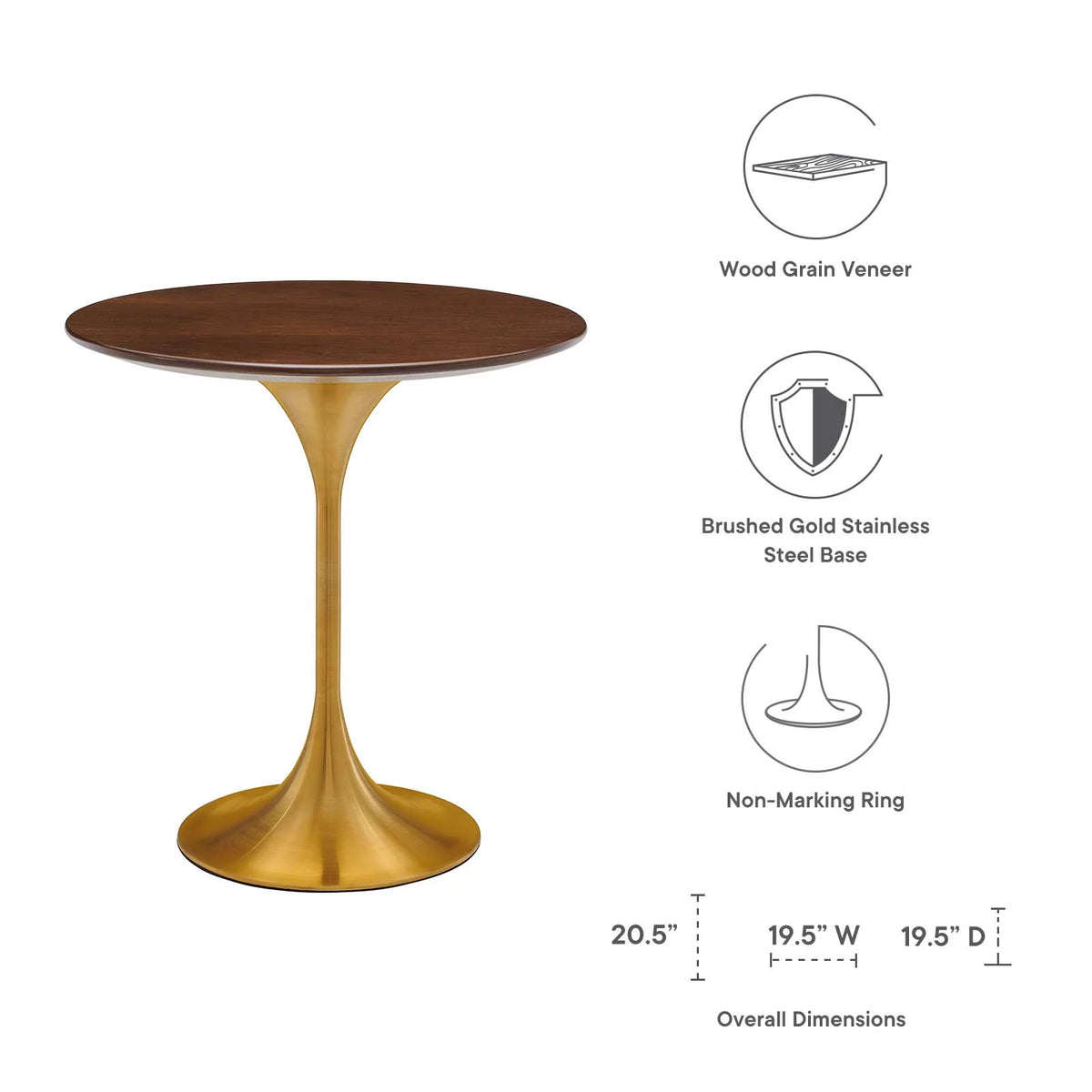 Round Wood Stainless Steel Side Table M8651