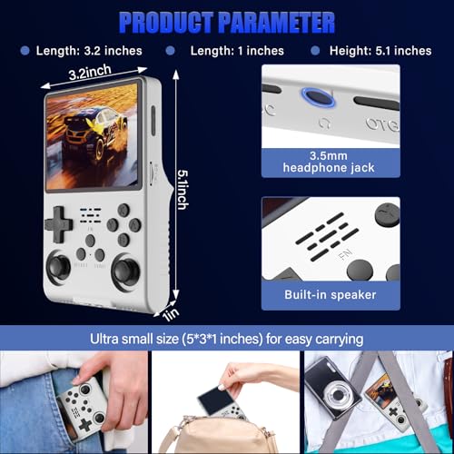 White Handheld Game Console 3.5-Inch IPS Screen 30000 Games 256G TF Card N903